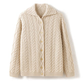 Thickened Loose Lapel Button Up Cardigan Cashmere Sweater
